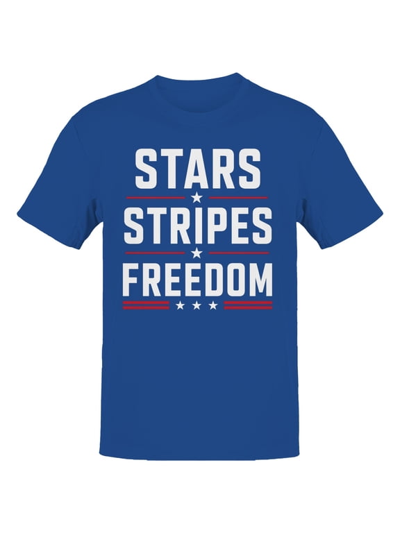 Stars Stripes Freedom Patriotic Quote Men's T-Shirt Royal Blue, Cotton, S
