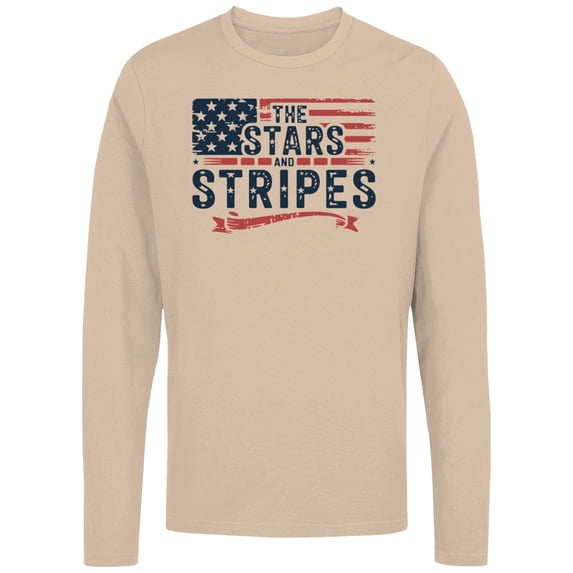 Smartprints Stars and Stripes American Flag Women's Long Sleeve, Natural, 4XL