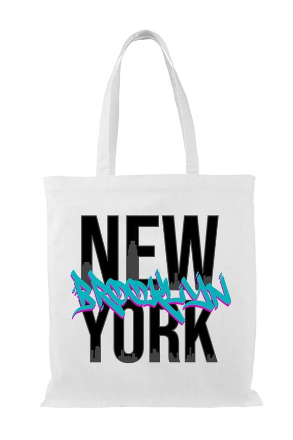 Street Style Brooklyn Paint Tote Bag - Image by Shutterstock, One Size Cotton Canvas Tote Bag