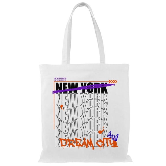 Smartprints Street Style New York. Tote Bag - Image by Shutterstock, One Size Cotton Canvas Tote Bag