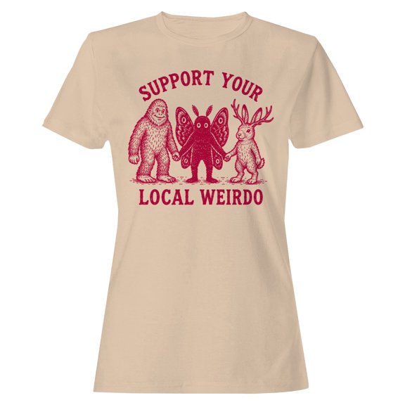 Smartprints Support Your Local Weirdo Cryptids T-Shirt Natural, Cotton, XL