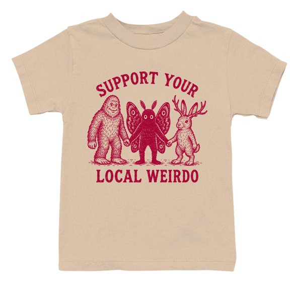 Smartprints Support Your Local Weirdo Cryptids Youth T-Shirt Natural, Cotton, XL