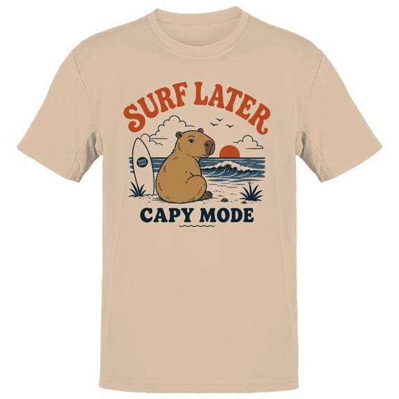 Smartprints Surf Later Sunset Beach Men's T-Shirt Natural, Cotton, S