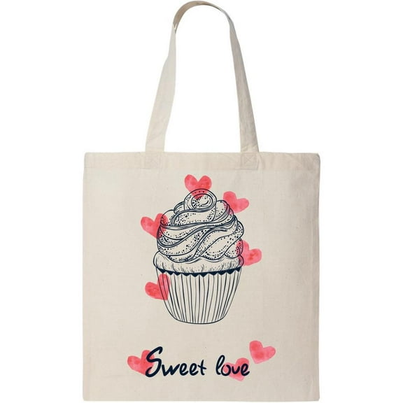 Smartprints Sweet Love Cupcake Tote Bag - Image by Shutterstock, One Size Cotton Canvas Tote Bag