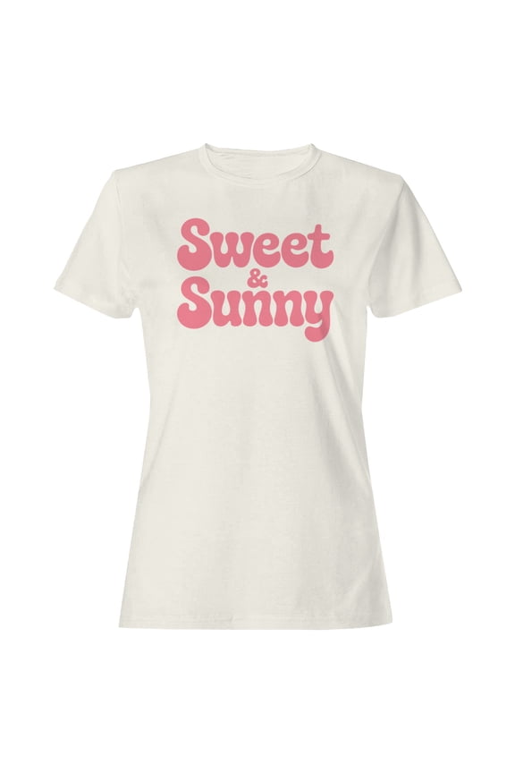 Sweet & Sunny Retro Typography Women's T-Shirt Off White, Cotton, S