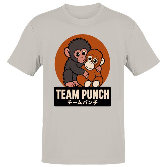 Smartprints Team Punch Cute Monkey Duo Men's T-Shirt Ice Grey, Cotton, 3XL