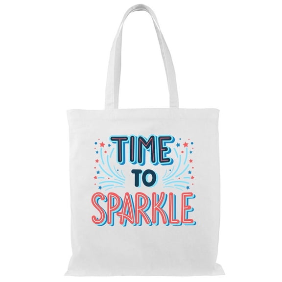 Smartprints Time To Sparkle Fireworks Tote Bag - Image by Shutterstock, One Size Cotton Canvas Tote Bag