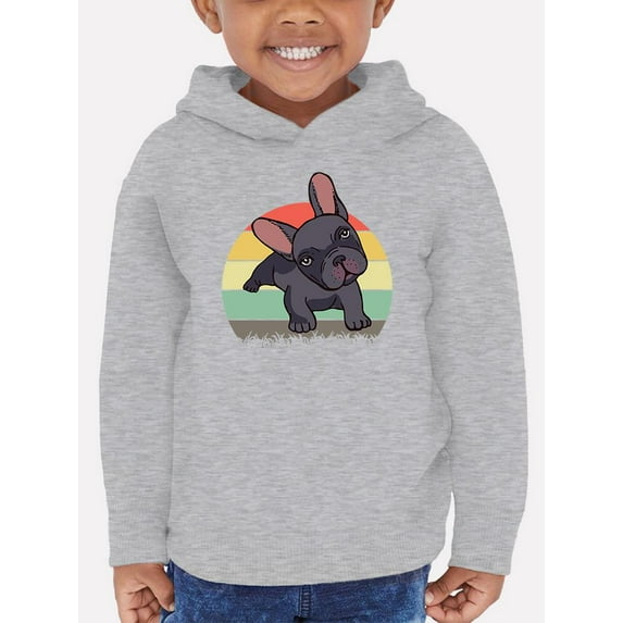 Smartprints Toddlers Graphic Hoodie - Cute Retro French Bulldog - Casual Fit Cotton Blend