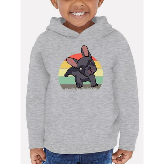 Smartprints Toddlers Graphic Hoodie - Cute Retro French Bulldog - Casual Fit Cotton Blend
