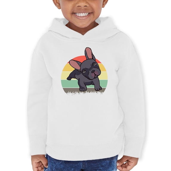 Smartprints Toddlers Graphic Hoodie - Cute Retro French Bulldog - Casual Fit Cotton Blend