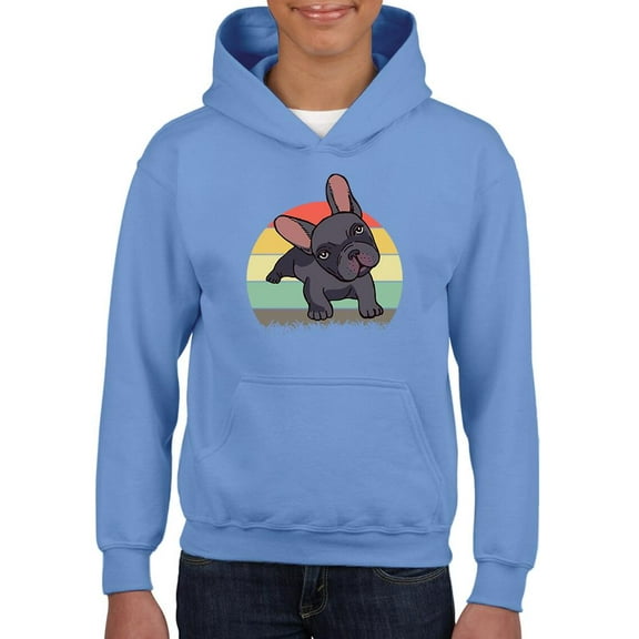Smartprints Toddlers Graphic Hoodie - Cute Retro French Bulldog - Casual Fit Cotton Blend