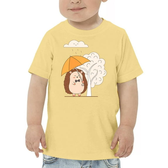 Smartprints Toddlers Graphic Tee - Hedgehog W Umbrella - Regular Fit 100% Cotton