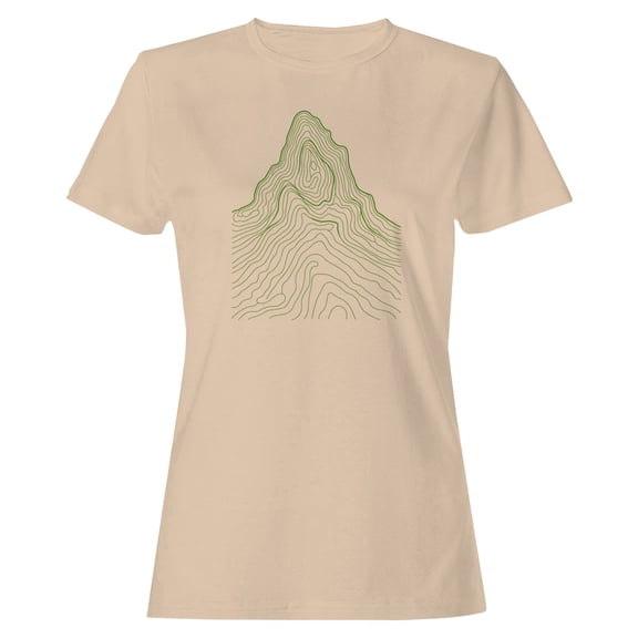 Smartprints Topo Mountain Line Art Women's T-Shirt Natural, Cotton, XL