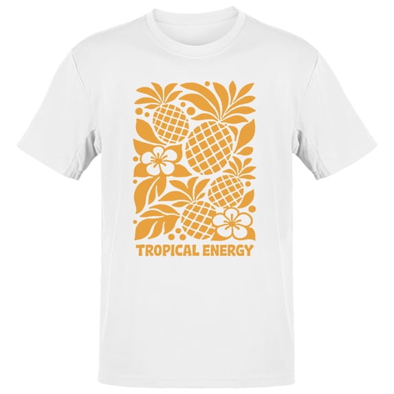 Smartprints Tropical Energy Pineapple Floral Men's T-Shirt White, Cotton, S