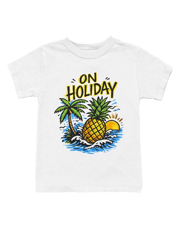 Tropical Pineapple Youth's T-Shirt White, Cotton, XS