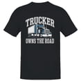 thumbnail image 1 of Smartprints Trucker Owns the Road Men's T-Shirt Black, Cotton, S, 1 of 4