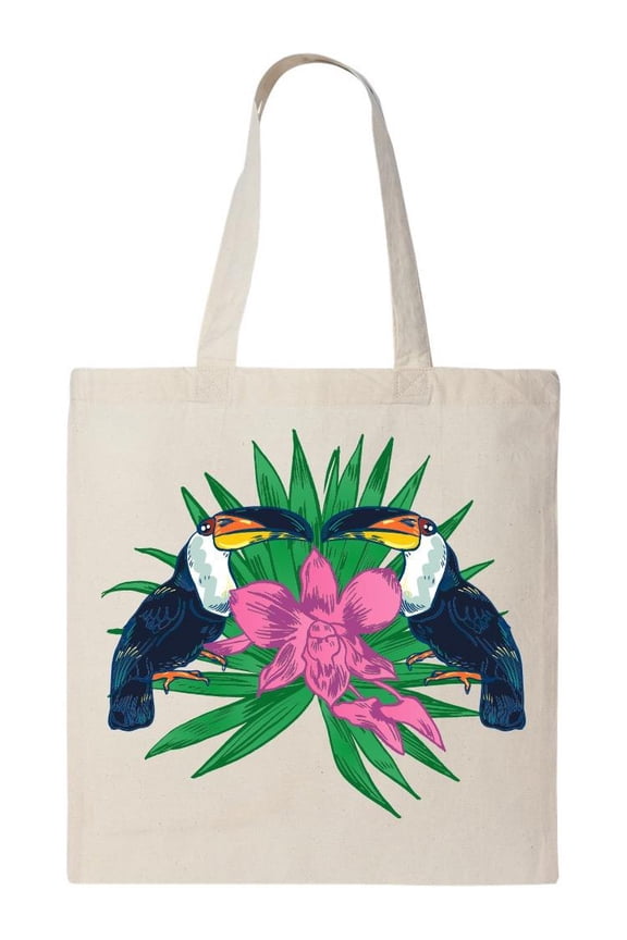 Two Toucans Art Splash Paint Tote Bag - Image by Shutterstock, One Size Cotton Canvas Tote Bag