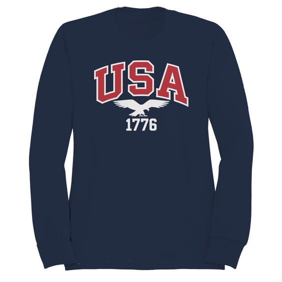 Smartprints USA 1776 Eagle Patriotic Men's Sweatshirt, Navy, S