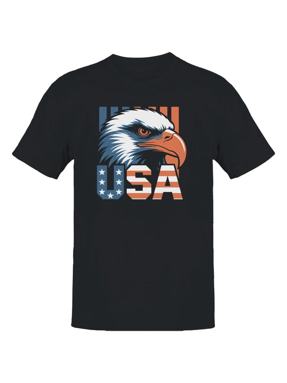 USA Bald Eagle Patriotic Men's T-shirt, Black, XL