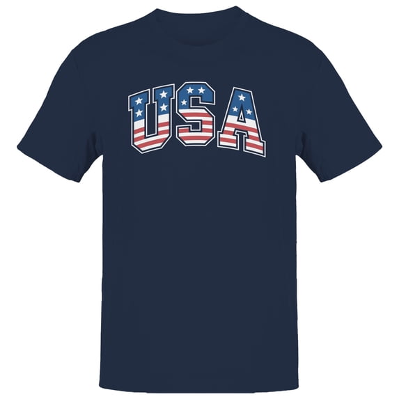 Smartprints USA Patriotic Stars & Stripes Men's T-shirt, Navy, S