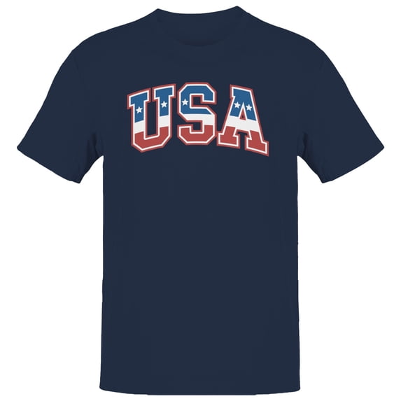Smartprints USA Red White Blue Patriotic Graphic Men's T-shirt, Navy, S
