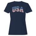 thumbnail image 1 of Smartprints USA Stars and Stripes Patriotic Women's T-shirt, Navy, S, 1 of 3