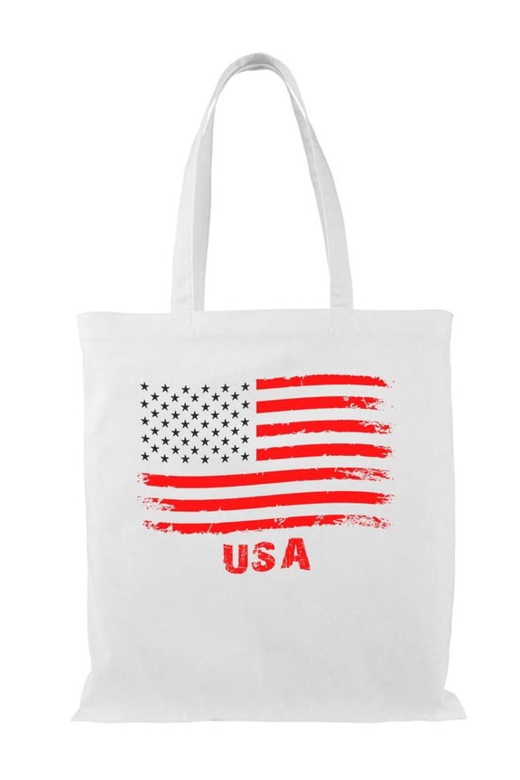 Usa Flag 4Th Of July Tote Bag - Image by Shutterstock, One Size Cotton Canvas Tote Bag