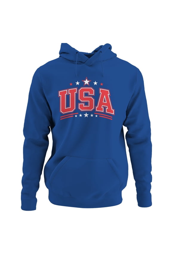 Usa Stars Patriotic Women's Hoodie Royal, Cotton, L