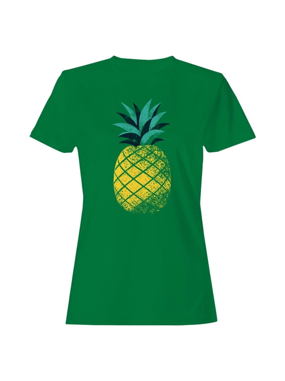 Vintage Distressed Pineapple Women's T-Shirt Turf Green, Cotton, L
