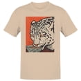 thumbnail image 1 of Smartprints Vintage Leopard Drinking Art Men's T-Shirt Natural, Cotton, S, 1 of 3