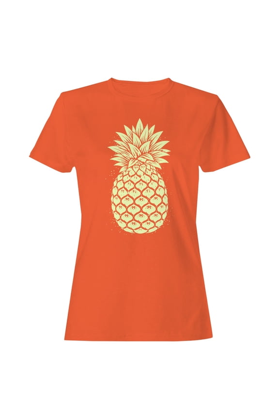 Vintage Pineapple Sketch Women's T-Shirt Orange, Cotton, M