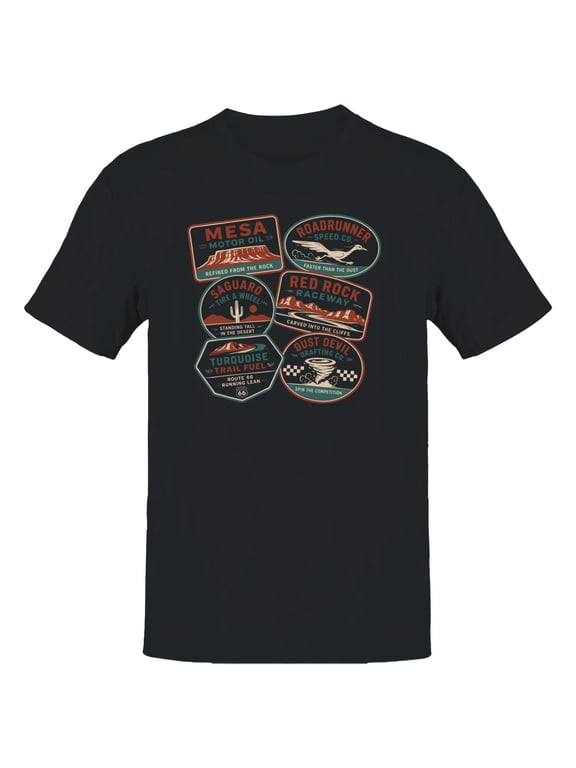 Vintage Southwest Automotive Badge Men's T-Shirt Black, Cotton, 5XL