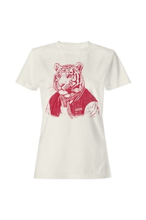 Vintage Tiger Jacket Women's T-Shirt Off White, Cotton, M
