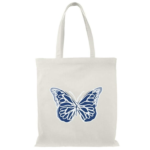 Smartprints Watercolor Silver Butterfly Tote Bag - Image by Shutterstock, One Size Cotton Canvas Tote Bag