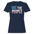 thumbnail image 1 of Smartprints We The People American Flag Patriotic Women's T-shirt, Navy, S, 1 of 3