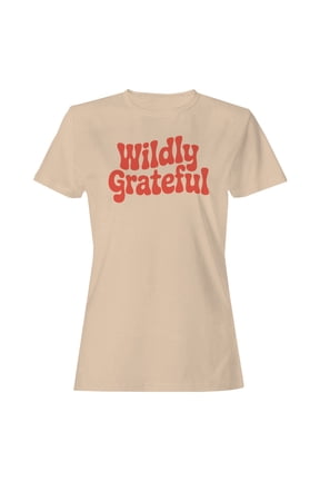Wildly Grateful Retro Typography Women's T-Shirt Natural, Cotton, XL