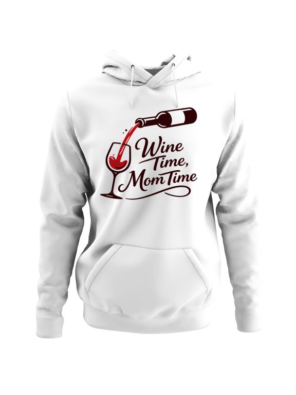 Wine Time Mom Time Women's Hoodie White, Cotton, XL