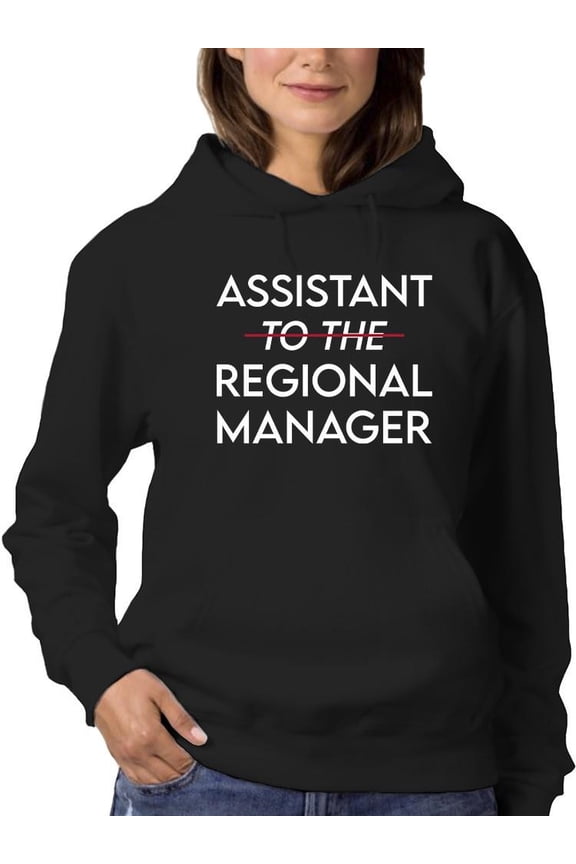 Womens Graphic Hoodie Black - Assistant Regional Manager Cotton Blend Regular Fit