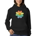 thumbnail image 1 of Smartprints Womens Graphic Hoodie Black - Pretty Rainbow-colored Flower Cotton Blend Classic Fit, 1 of 4