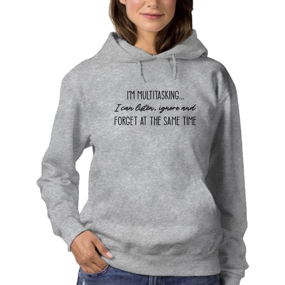 Smartprints Womens Graphic Hoodie Sport Grey - I'm Mulitasking, Funny Quote Cotton Blend Classic Fit