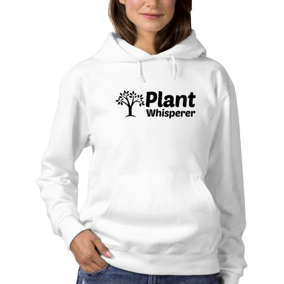 Smartprints Womens Graphic Hoodie White - Plant Whisperer Design Cotton Blend Classic Fit