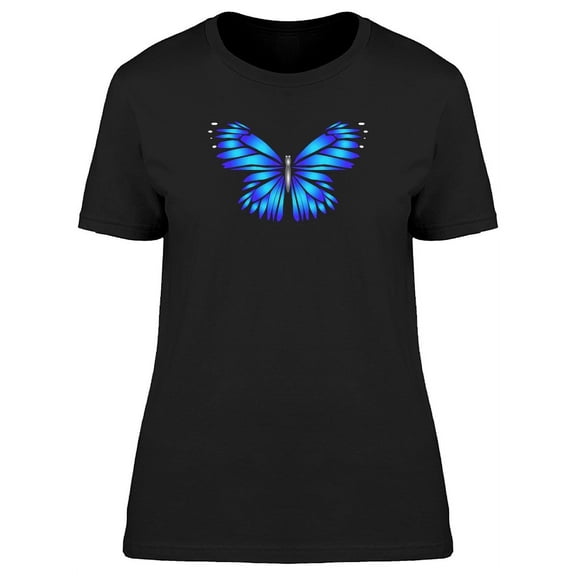 Smartprints Womens Graphic Tee - A Blue Winged Butterfly - Regular Fit 100% Cotton