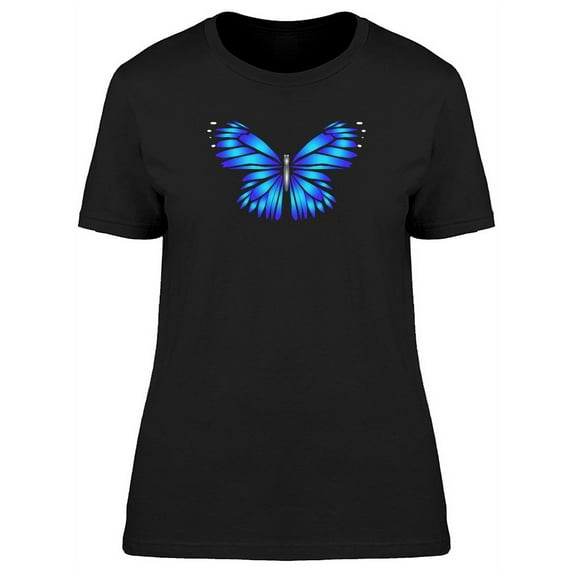 Smartprints Womens Graphic Tee - A Blue Winged Butterfly - Regular Fit 100% Cotton