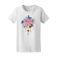 thumbnail image 1 of Smartprints Womens Graphic Tee - Antique Gold Keys With Flowers - Regular Fit 100% Cotton, 1 of 4