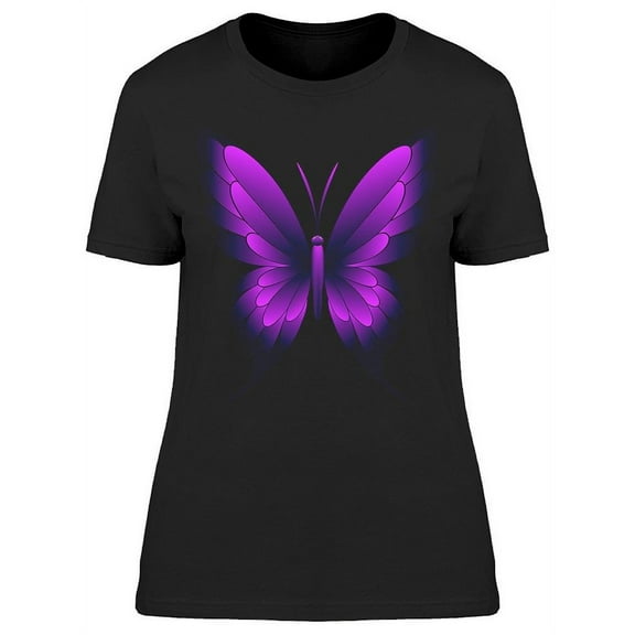 Smartprints Womens Graphic Tee Black - Faded Purple Butterfly Design 100% Cotton Regular Fit