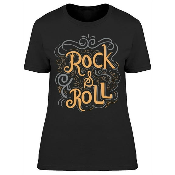 Smartprints Womens Graphic Tee Black - Rock And Roll 100% Cotton Regular Fit