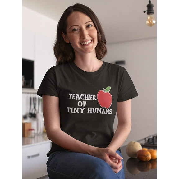 Smartprints Womens Graphic Tee Black - Teacher Of Tiny Humans 100% Cotton Regular Fit