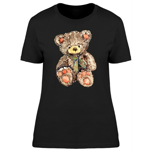 Smartprints Womens Graphic Tee Black Teddy Bear In Cute