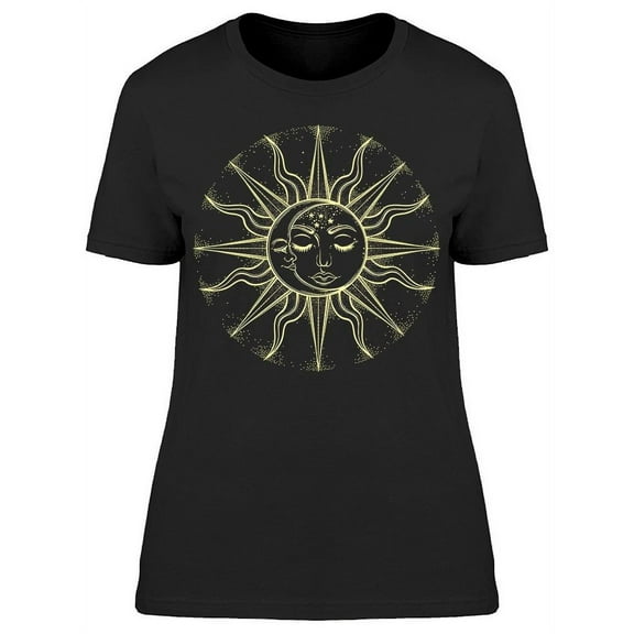 Smartprints Womens Graphic Tee - Bohemian Sun Moon - Regular Fit 100% Cotton