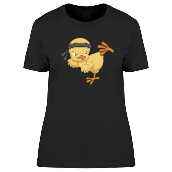 Smartprints Womens Graphic Tee - Cartoon Chick Karate Kick - Regular Fit 100% Cotton
